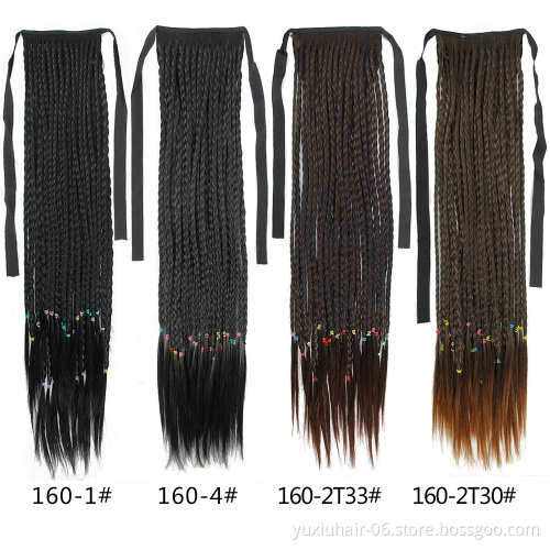 Synthetic Hair Long Straight Braids Ponytail High Temperature Fiber Clip in PonyTail Hair Extension Women Ponytails